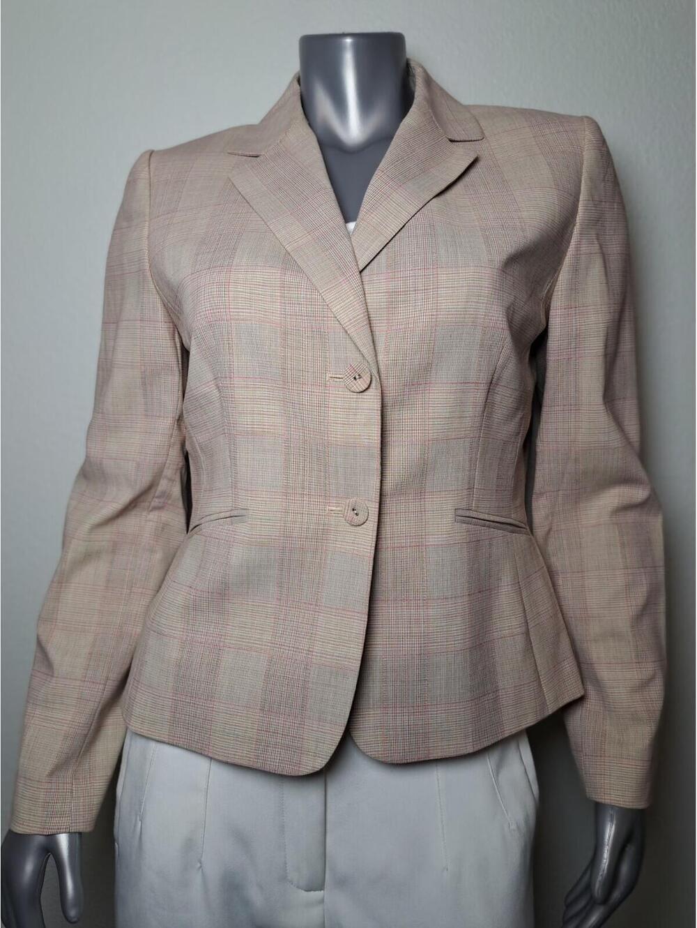 Antonio Melani Women’s 10 Beige Plaid Poly Rayon Blazer NWOT
